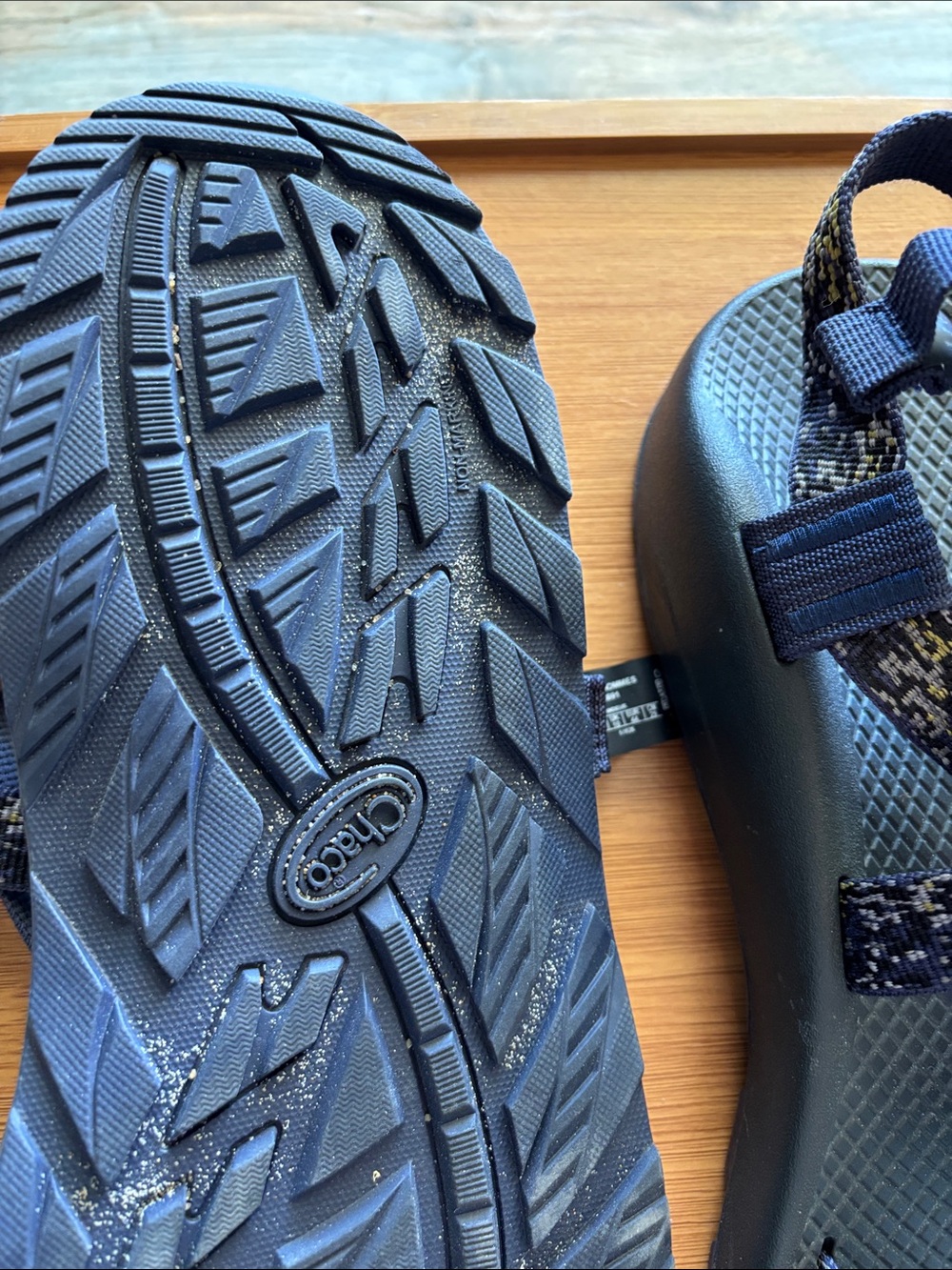 Chaco Navy Blue Outdoor Hiking Sandals with Patterned Straps - Picture 2 of 3
